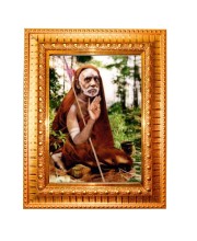 Chandrashekharendra Saraswati Golden Designer Photo Frame | 10x14 Inch Religious Wall Hanging Frame For Home & Office Decoration | Hindu Deity Chandrashekharendra Saraswati Spiritual Gift Item
