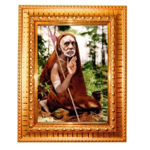 Chandrashekharendra Saraswati Golden Designer Photo Frame | 10x14 Inch Religious Wall Hanging Frame For Home & Office Decoration | Hindu Deity Chandrashekharendra Saraswati Spiritual Gift Item
