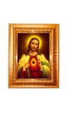 Jesus Christ Golden Designer Photo Frame | 10x14 Inch Religious Wall Hanging Frame For Home & Office Decoration | Hindu Deity Spiritual Gift Item