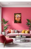 Lord Vishnu Photo Frame For Wall & Table | 7x9 Inch Golden Cherry Finish | Decorative Lord Vishnu Photo Frame For Home, Office & Pooja Room (F11786)