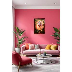 Lord Vishnu Photo Frame For Wall & Table | 7x9 Inch Golden Cherry Finish | Decorative Lord Vishnu Photo Frame For Home, Office & Pooja Room (F11786)