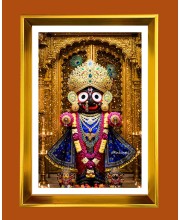 Lord Jaganaath Golden Photo Frame - 10x14 Inches | Elegant Wooden Frame For Home, Office & Temple Decoration | Spiritual Wall & Table Decor and Gift Item