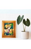 Divine Radha Krishna Golden Designer Photo Frame | 10x14 Inch Religious Wall Hanging Frame For Home & Office Decoration | Hindu Deity Divine Radha Krishna Spiritual Gift Item