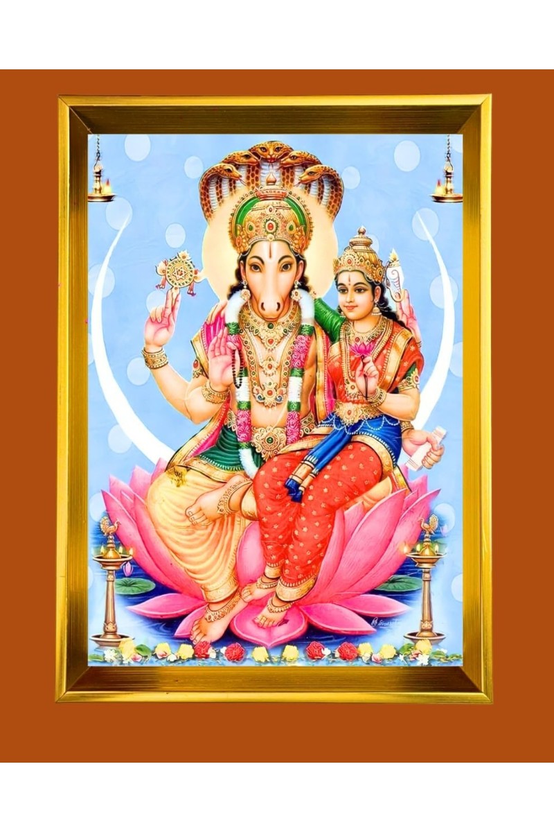 Golden Photo Frame - 10x14 Inches | Elegant Wooden Frame For Home, Office & Temple Decoration | Spiritual Wall & Table Decor and Gift Item
