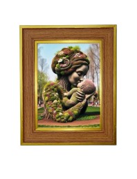 Mother Nature Photo Frame 12x16 Inches-Brown Wooden Frame For Home, Office & Temple Decoration And Gifting (F6420)