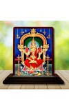Car Desk/Table Top Goddess Kamakshi Amman Wooden Photo Stand 3x4 Inches, Compact & Stylish Spiritual Display For Car, Home & Office (Pack Of 1) (F14644)