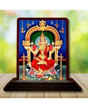 Car Desk/Table Top Goddess Kamakshi Amman Wooden Photo Stand 3x4 Inches, Compact & Stylish Spiritual Display For Car, Home & Office (Pack Of 1) (F14644)