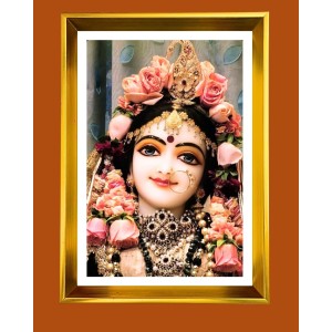 Divine Radha Rani Golden Photo Frame - 14x18 Inches | Elegant Wooden Frame For Home, Office & Temple Decoration | Spiritual Wall & Table Decor And Gift Item (F9835)