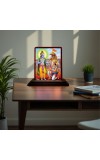 Car Desk/Table Top Lord Krishna And Arjuna Wooden Photo Stand 3x4 Inches, Compact & Stylish Spiritual Display For Car, Home & Office (Pack Of 1) (F14293)