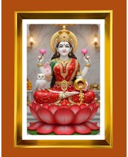 Mata Lakshmi Golden Photo Frame - 10x14 Inches | Elegant Wooden Frame For Home, Office & Temple Decoration | Spiritual Wall & Table Decor and Gift Item