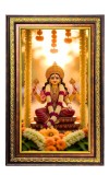 Goddess Lakshmi Digital Golden Balck Color Photo Frame | Hindu Religious Wall Decor | 10x16 Inches - Inspirational Wall Art For Office, Home Decor - Ideal Spiritual Gift (F16917)