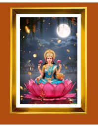 Mata Lakhsmi Golden Photo Frame - 12x16 Inches | Elegant Wooden Frame For Home, Office & Temple Decoration | Spiritual Wall & Table Decor And Gift Item (F9734)
