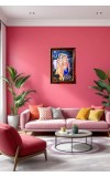 Radha Krishna Photo Frame For Wall & Table | 7x9 Inch Golden Cherry Finish | Decorative Radha Krishna Photo Frame For Home, Office & Pooja Room (F11821)