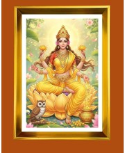 Mata Lakhsmi Golden Photo Frame - 16x20 Inches | Elegant Wooden Frame For Home, Office & Temple Decoration | Spiritual Wall & Table Decor And Gift Item (F9538)