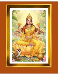 Mata Lakhsmi Golden Photo Frame - 16x20 Inches | Elegant Wooden Frame For Home, Office & Temple Decoration | Spiritual Wall & Table Decor And Gift Item (F9538)