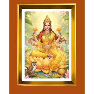 Mata Lakhsmi Golden Photo Frame - 16x20 Inches | Elegant Wooden Frame For Home, Office & Temple Decoration | Spiritual Wall & Table Decor And Gift Item (F9538)