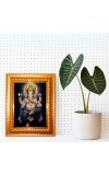 Lord Ganesh Golden Designer Photo Frame | 10x14 Inch Religious Wall Hanging Frame For Home & Office Decoration | Hindu Deity Lord Ganesh Spiritual Gift Item