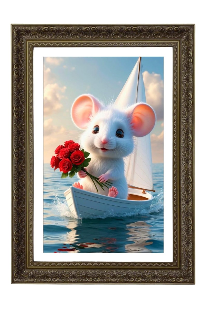 Cute Mouse Big Photo Frame - 20x28 Inches For Home,Temple & Office Decoration (F10702)