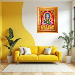 Maa Lakshmi Golden Designer Photo Frame | 12x16 Inch Religious Wall Hanging Frame For Home, Office Decoration and Spiritual Gift Item Maa Lakshmi Golden Designer Photo Frame | 12x16 Inch Religious Wall Hanging Frame For Home, Office Decoration and Spiritual Gift Item
