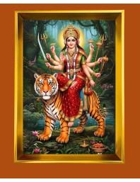 Jai Mata Devi Golden Photo Frame - 10x14 Inches | Elegant Wooden Frame For Home, Office & Temple Decoration | Spiritual Wall & Table Decor and Gift Item