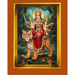Jai Mata Devi Golden Photo Frame - 10x14 Inches | Elegant Wooden Frame For Home, Office & Temple Decoration | Spiritual Wall & Table Decor and Gift Item Jai Mata Devi Golden Photo Frame - 10x14 Inches | Elegant Wooden Frame For Home, Office & Temple Decoration | Spiritual Wall & Table Decor and Gift Item