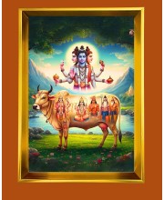Golden Photo Frame - 10x14 Inches | Elegant Wooden Frame For Home, Office & Temple Decoration | Spiritual Wall & Table Decor and Gift Item