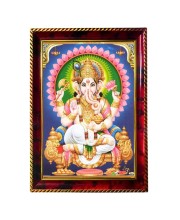 Lord Ganesha Photo Frame For Wall & Table | 7x9 Inch Golden Cherry Finish | Decorative Lord Ganesha Photo Frame For Home, Office & Pooja Room (F11583)