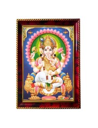 Lord Ganesha Photo Frame For Wall & Table | 7x9 Inch Golden Cherry Finish | Decorative Lord Ganesha Photo Frame For Home, Office & Pooja Room (F11583)