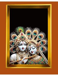 Golden Photo Frame - 10x14 Inches | Elegant Wooden Frame For Home, Office & Temple Decoration | Spiritual Wall & Table Decor and Gift Item
