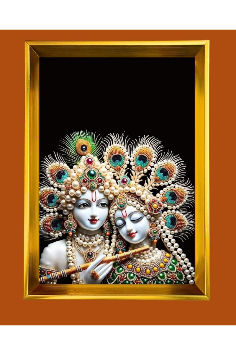 Golden Photo Frame - 10x14 Inches | Elegant Wooden Frame For Home, Office & Temple Decoration | Spiritual Wall & Table Decor and Gift Item