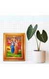 Chaitanya Mahaprabhu Nityananda Golden Designer Photo Frame | 10x14 Inch Religious Wall Hanging Frame For Home & Office Decoration | Hindu Deity Chaitanya Mahaprabhu Nityananda Spiritual Gift Item