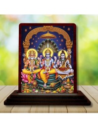 Car Desk/Table Top Lord Vishnu Wooden Photo Stand 3x4 Inches, Compact & Stylish Spiritual Display For Car, Home & Office (Pack Of 1) (F15138)