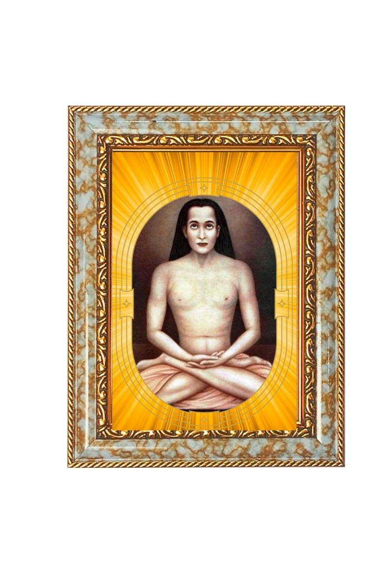 Mahavatar Babaji Spiritual Guru Digital Photo In Designer Frame, Size 8x12 Inch | Hindu Religious Picture For Home Temple, Office & Gift | Wall Art & Pooja Decor (F10499)
