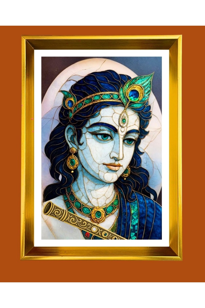 Golden Photo Frame - 10x14 Inches | Elegant Wooden Frame For Home, Office & Temple Decoration | Spiritual Wall & Table Decor and Gift Item