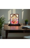 Car Desk/Table Top Lord Vishnu Lakshmi Wooden Photo Stand 3x4 Inches, Compact & Stylish Spiritual Display For Car, Home & Office (Pack Of 1) (F14558)