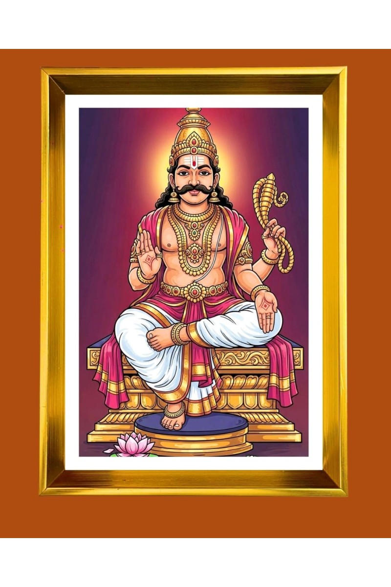 Golden Photo Frame - 10x14 Inches | Elegant Wooden Frame For Home, Office & Temple Decoration | Spiritual Wall & Table Decor and Gift Item