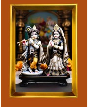 Golden Photo Frame - 10x14 Inches | Elegant Wooden Frame For Home, Office & Temple Decoration | Spiritual Wall & Table Decor and Gift Item