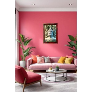 Peaceful Buddha Photo Frame For Wall & Table | 7x9 Inch Golden Cherry Finish | Decorative Peaceful Buddha Photo Frame For Home, Office & Pooja Room (F11420)