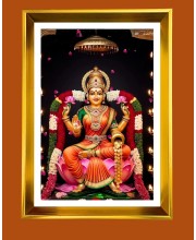 Mata Laxmi Golden Photo Frame - 10x14 Inches | Elegant Wooden Frame For Home, Office & Temple Decoration | Spiritual Wall & Table Decor And Gift Item (F9804)