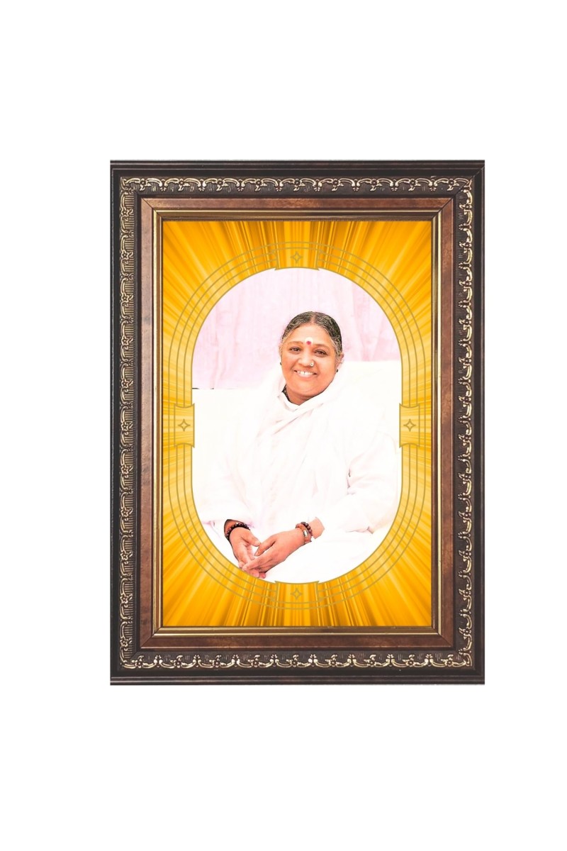 Mata Amritanandamayi Spiritual Guru Digital Photo In Designer Frame, Size 10x16 Inch | Hindu Religious Picture For Home Temple, Office & Gift | Wall Art & Pooja Decor (F10462)