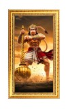 Lord Hanuman Digital Golden Color Photo Frame | Hindu Religious Wall Decor | 10x17 Inches - Inspirational Wall Art For Office, Home Decor - Ideal Spiritual Gift (F10341)