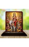 Car Desk/Table Top Maa Durga Wooden Photo Stand â€“ 3x4 Inches, Compact & Stylish Spiritual Display For Car, Home & Office (Pack Of 1) (F15060)