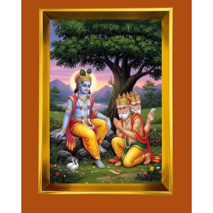 Golden Photo Frame - 10x14 Inches | Elegant Wooden Frame For Home, Office & Temple Decoration | Spiritual Wall & Table Decor and Gift Item