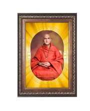 Swami Avdheshanand Giri Spiritual Guru Digital Photo In Designer Frame, Size 10x16 Inch | Hindu Religious Picture For Home Temple, Office & Gift | Wall Art & Pooja Decor (F10449)