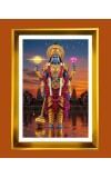 Lord Vishnu Golden Photo Frame - 16x20 Inches | Elegant Wooden Frame For Home, Office & Temple Decoration | Spiritual Wall & Table Decor And Gift Item (F9443)