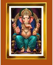 Golden Photo Frame - 10x14 Inches | Elegant Wooden Frame For Home, Office & Temple Decoration | Spiritual Wall & Table Decor and Gift Item