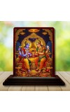 Car Desk/Table Top Lord Vishnu Lakshmi Wooden Photo Stand 3x4 Inches, Compact & Stylish Spiritual Display For Car, Home & Office (Pack Of 1) (F14191)