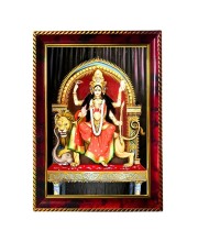Goddess Maa Durga Photo Frame For Wall & Table | 7x9 Inch Golden Cherry Finish | Decorative Goddess Maa Durga Photo Frame For Home, Office & Pooja Room (F11467)