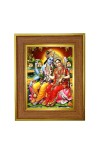 Lord Vishnu & Lakshmi Photo Frame 10x14 Inches-Brown Wooden Frame For Home, Office & Temple Decoration And Gifting (F6252)