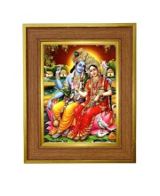Lord Vishnu & Lakshmi Photo Frame 10x14 Inches-Brown Wooden Frame For Home, Office & Temple Decoration And Gifting (F6252)